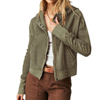 Patchwork Sweater Long Sleeve Cardigan Casual Zipper Top