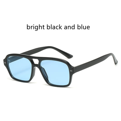 Retro Double Bridge Polygonal Sunglasses