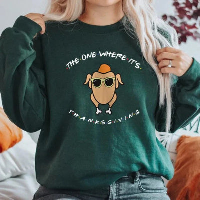 The One Where It's Thanksgiving Sweatshirt Friends Turkey