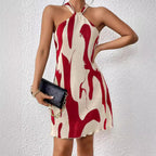 Women's Sleeveless Printed Halter Dress