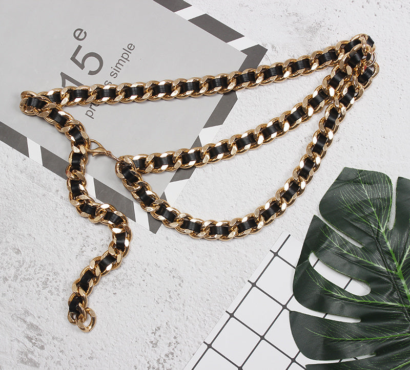 Child metal braided chain tassel waist chain