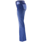 Women's Contrast Color High Waist Wash Fashion Flared Jeans