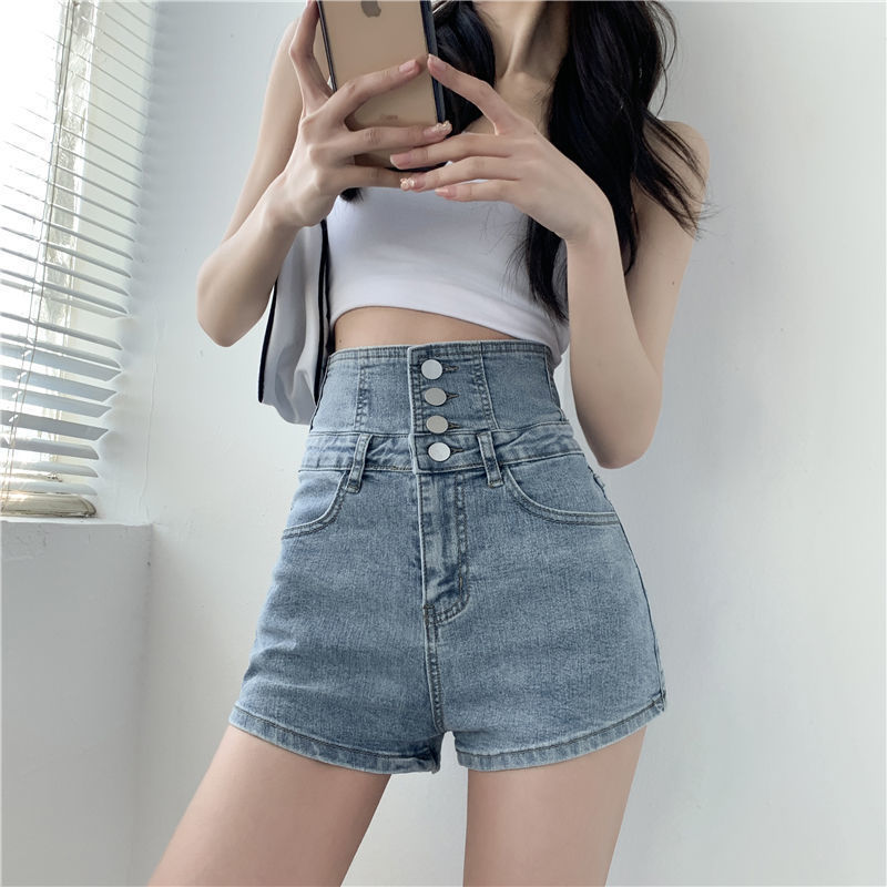 Summer High Waist Denim Rope Shorts For Women