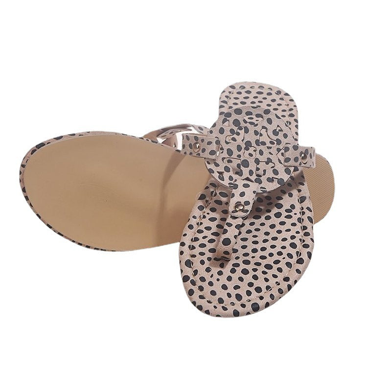 Leopard Print Beach Sandals And Slippers For Women