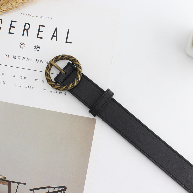 Women's Bronze Sun Buckle Vintage Decorative Belt