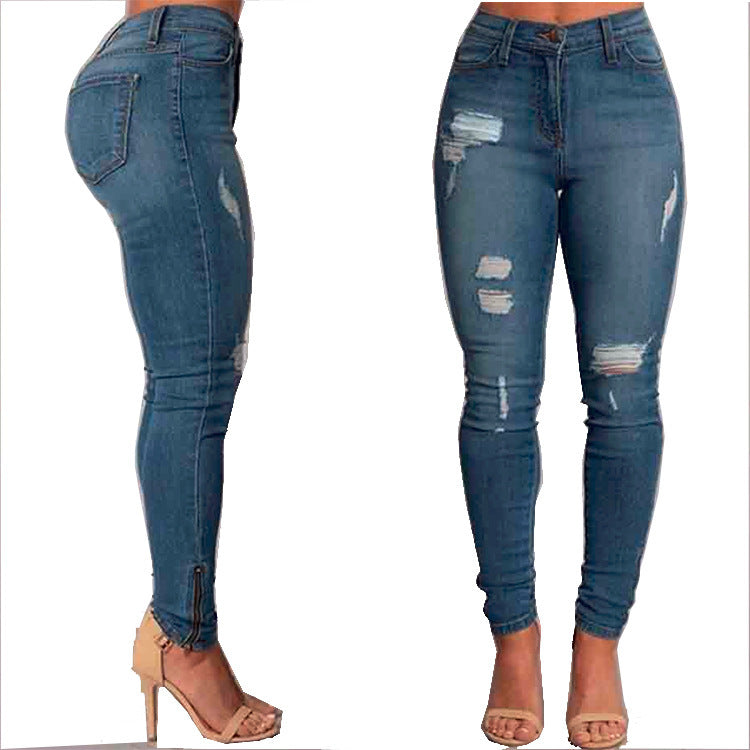 Women's Jeans Ankle Banded Slim Fit Hip Raise Jeans Women's Trousers