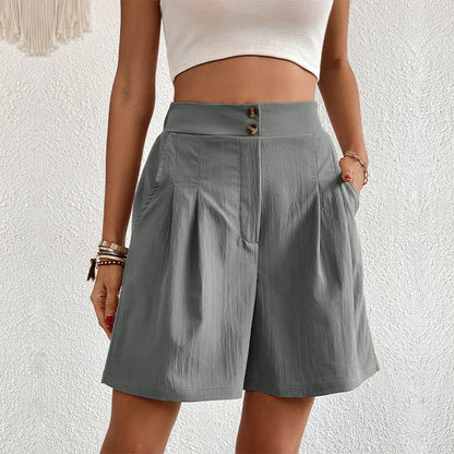 Loose European And American Leisure Women's High Waist Wide Leg Shorts