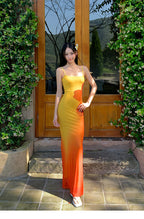 Three-dimensional Gradient Flower Fishtail Dress