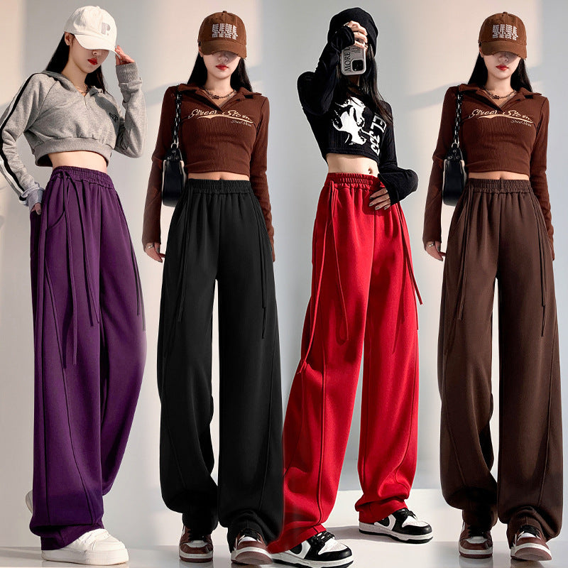 American Multi-color Straight Wide Leg Banana Pants High Waist Casual