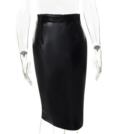 Hip Split Leather Skirt