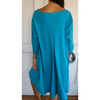 Spring And Summer Loose-fitting Plus Size V-neck Mid-length Dress