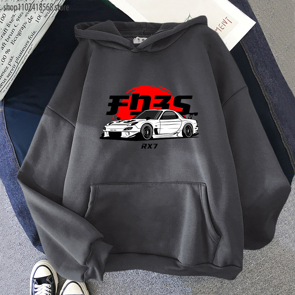 New Car Printed Cotton Hoodie Casual