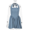 Sling Waist Denim Dress Backless Women
