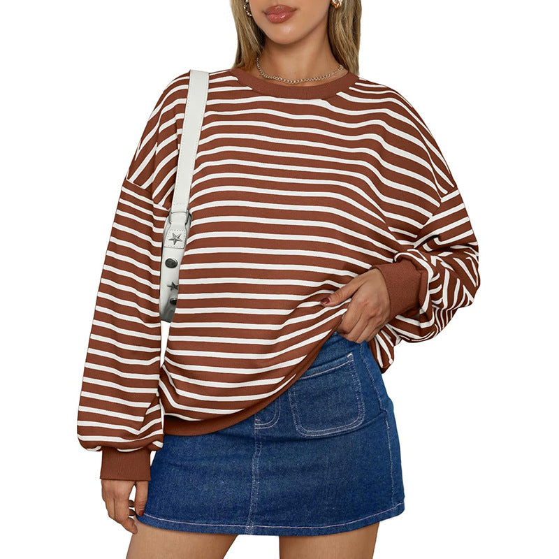 Cross Border TK Amazon Hot Oversized Loose Casual Striped Bathroom