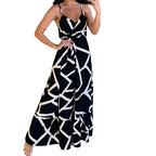 Fashion Print Sleeveless Sling Mid-length Dress