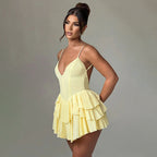 Women's Double-layer Swing Backless Slip Dress