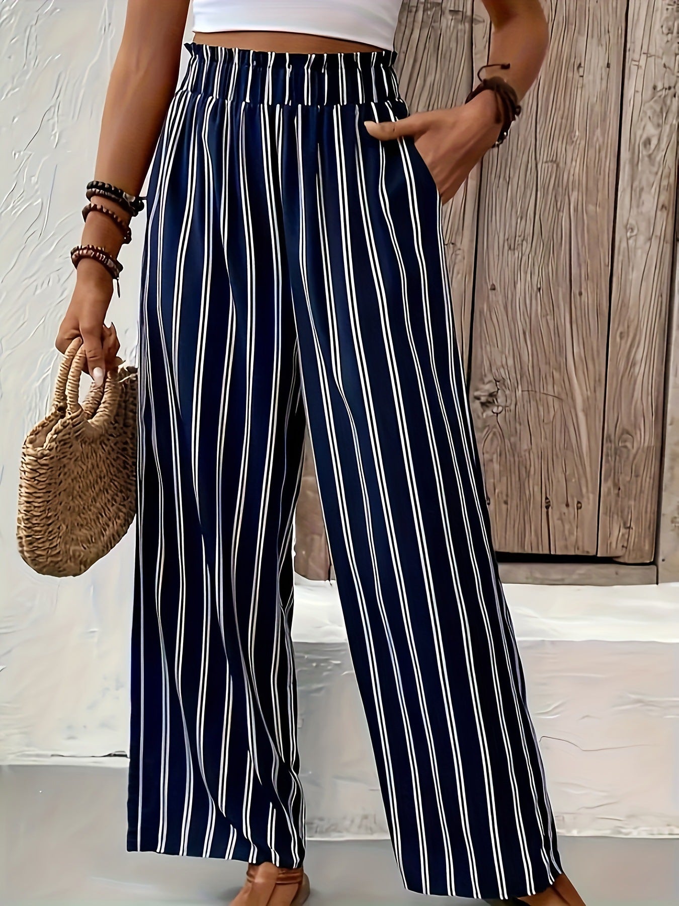 Striped Wide-leg Pants Women's Loose Casual