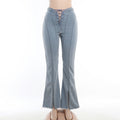 Women's High Waist Lace-up Cutout Split Jeans
