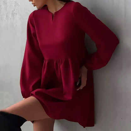 Fashion V-neck Puff Sleeve Dress