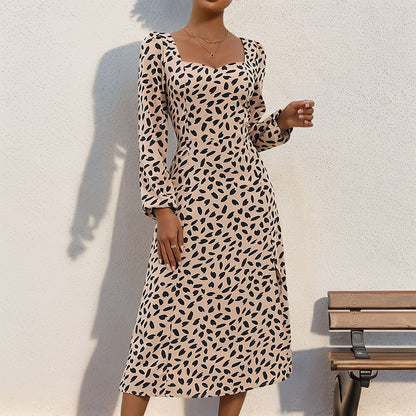 Women's Long Sleeve Leopard Print Dress