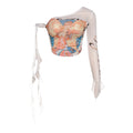 Street Single Sleeve Digital Printing High Waist Top For Women