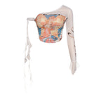 Street Single Sleeve Digital Printing High Waist Top For Women