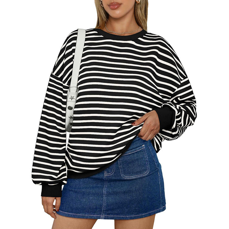 Cross Border TK Amazon Hot Oversized Loose Casual Striped Bathroom