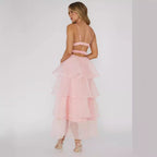 Organza INS Deep V-neck Backless Sling Dress Leisure Vacation