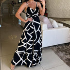 Fashion Print Sleeveless Sling Mid-length Dress