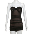 Women's Clothing Backless Gauzy Stitching Pleating Dress