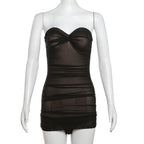 Women's Clothing Backless Gauzy Stitching Pleating Dress