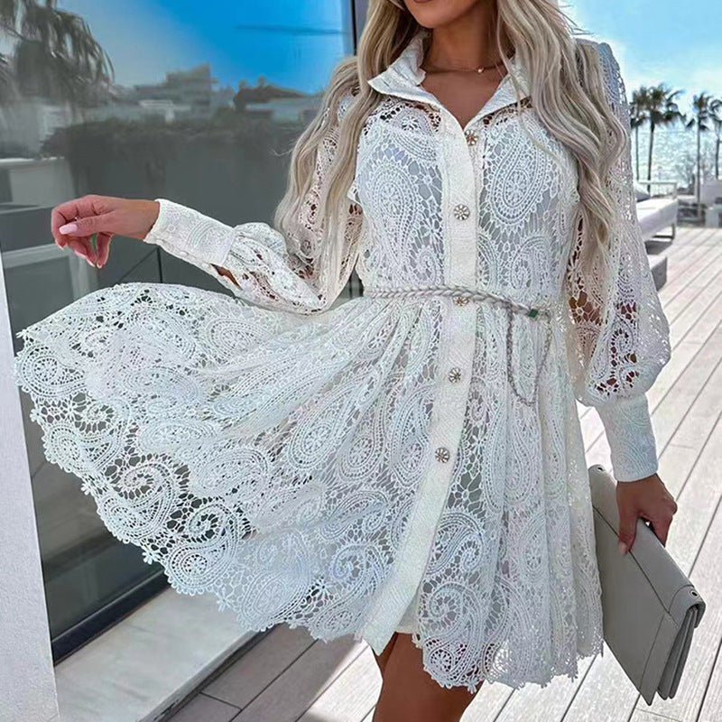 Long Sleeve Lace Dress Two-piece Set