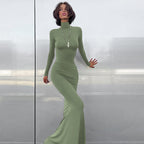 Women's Turtleneck Long Sleeve Waist-tight Sheath Dress