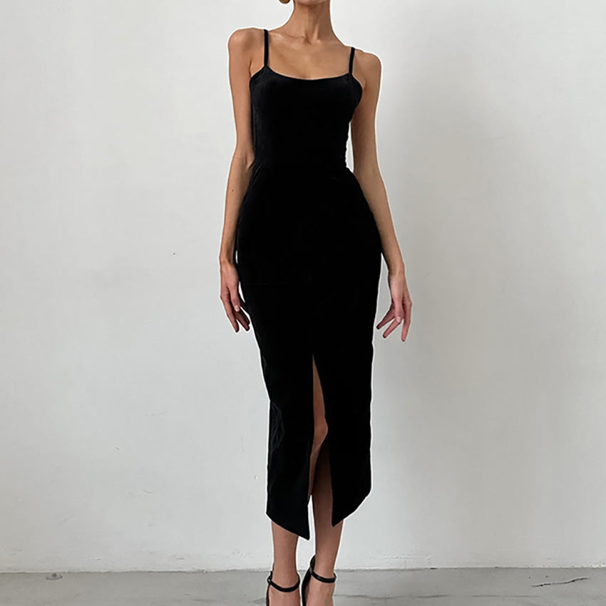 Women's Hepburn Style Black Camisole Dress