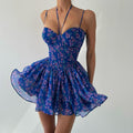 Women's Halterneck With Suspenders Printed Girdle Dress