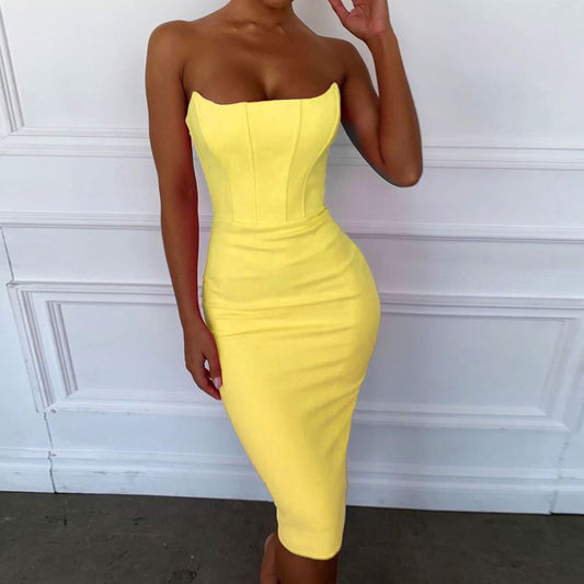 Women's Off-neck Short Tube Top Dress