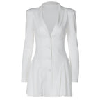 Deep V Cardigan Short Ruffled Dress Women