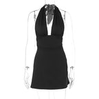 European American Summer New Deep V Lace-up Halterneck Vest Skirt