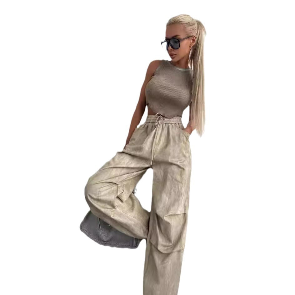 Summer Casual Wide-leg Straight Pants Women's