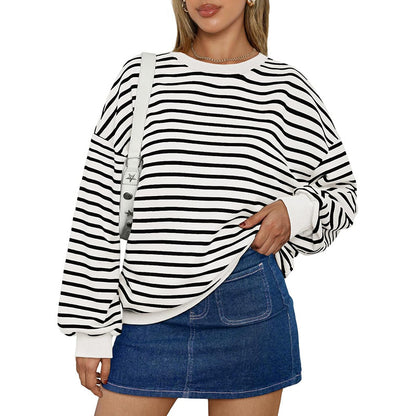 Cross Border TK Amazon Hot Oversized Loose Casual Striped Bathroom