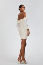 Lantern Sleeve Dress European And American Women's Clothing Off-the-shoulder Pleated Puff Sleeve