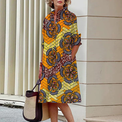 Abstract Pattern 3D Digital Printing Women's Shirt Dress