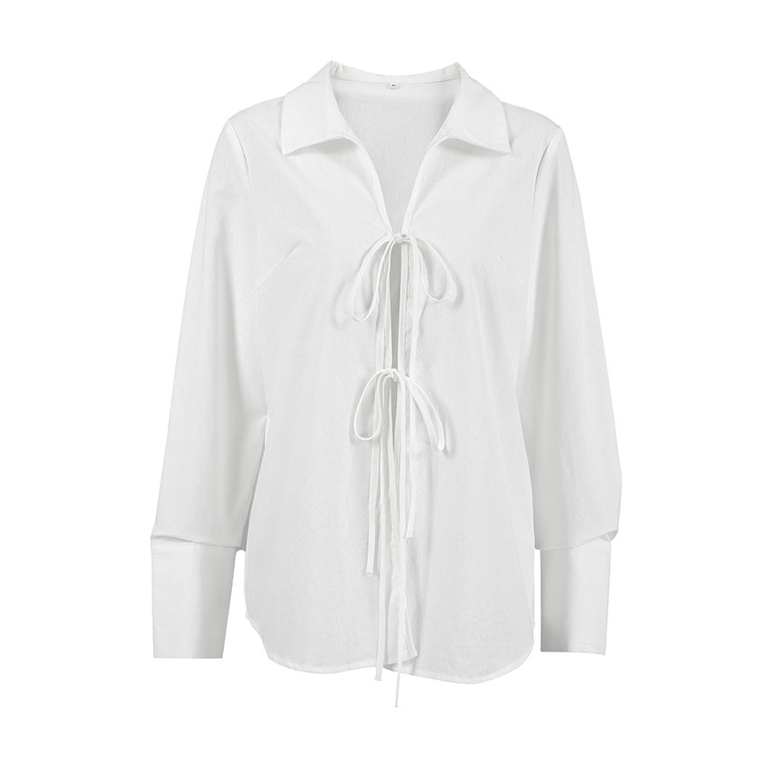 Women's Fashion Lace-up Loose Casual Shirt