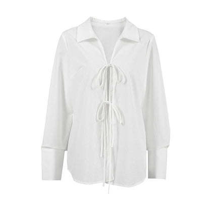 Women's Fashion Lace-up Loose Casual Shirt