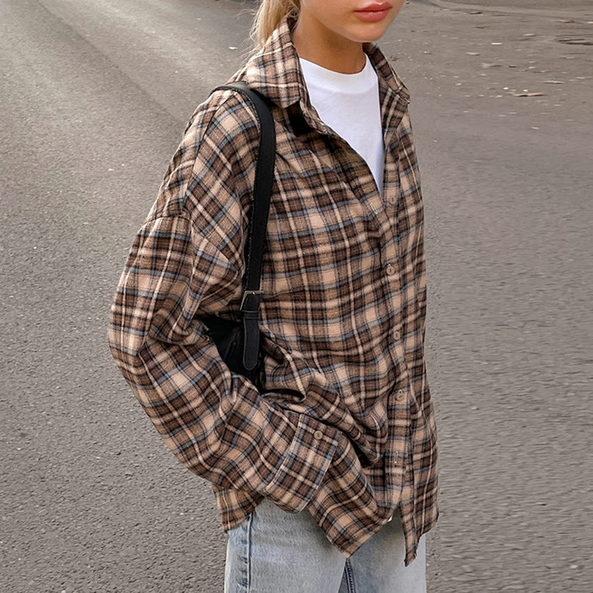 Women's Vintage Retro Plaid Shirt