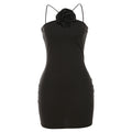 Women's Fashion Suspenders Flower Slim Fit Dress