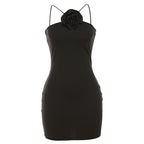 Women's Fashion Suspenders Flower Slim Fit Dress