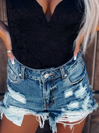 Ripped Denim Shorts Personalized Washed Women
