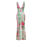 Women's Fashion Printed V-neck Slim Fit Dress