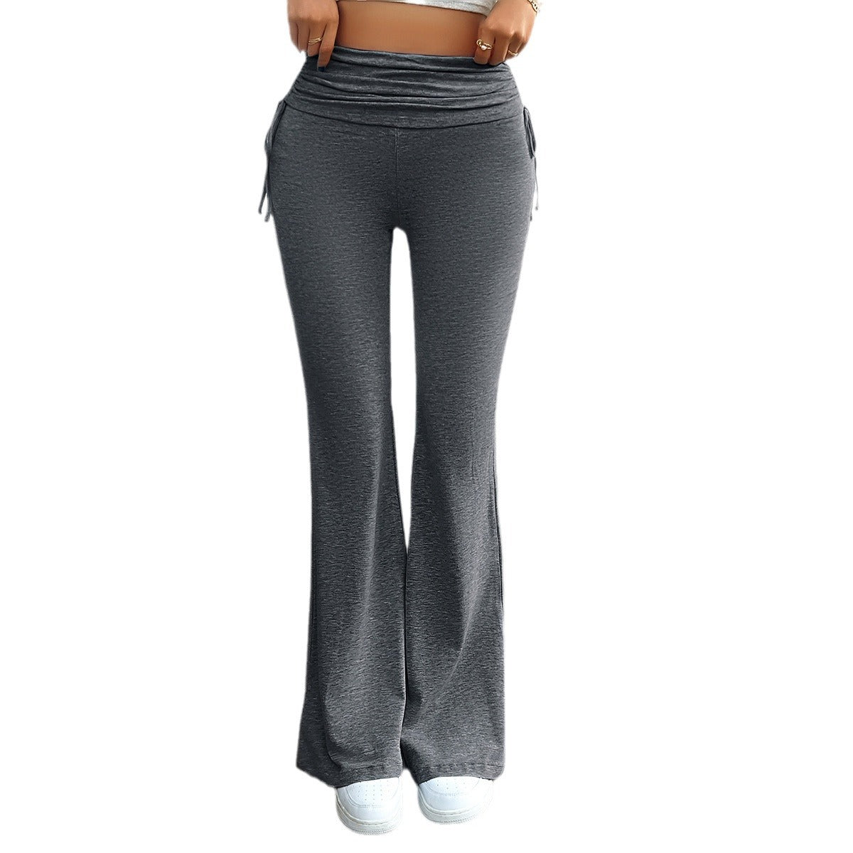 Casual Solid Color Slim Fit Pleating Trousers